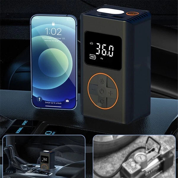 150PSI portable, intelligent and wireless tire inflation pump.
