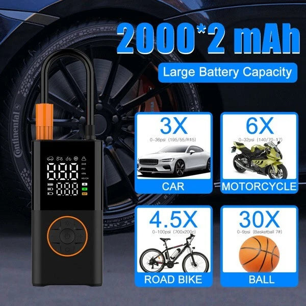 150PSI portable, intelligent and wireless tire inflation pump.