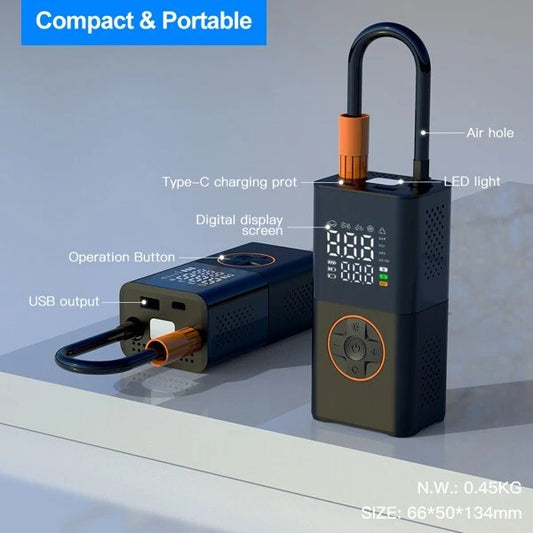 150PSI portable, intelligent and wireless tire inflation pump.